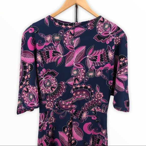 Trina Turk Floral Print Knee Length Dress NWT size 2 Navy Pink - Picture 7 of 14